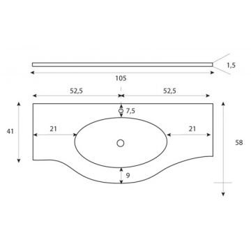 Стеклянная раковина-столешница Cezares (Цезарис) IS/LА/LD/RO/04 Bianco (Azzurro), 1050x600x15 см белый