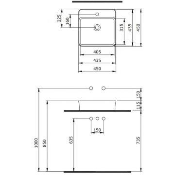 Раковина Berges (Бергес) Ego SL накладная, 45x45 см, цвет матовый жасмин, с отверстием под смеситель (0182074)