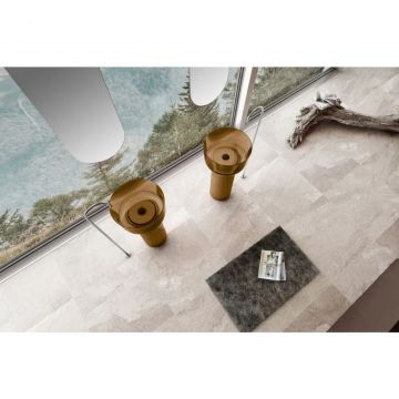 Раковина отдельностоящая прозрачная Abber (Аббер) Kristall оливковая 450х450х900 мм AT2702Vesuvian