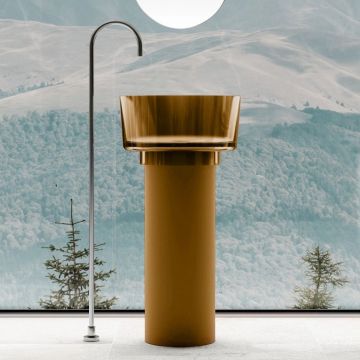 Раковина отдельностоящая прозрачная Abber (Аббер) Kristall оливковая 450х450х900 мм AT2702Vesuvian-H