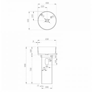 Раковина отдельностоящая прозрачная Abber (Аббер) Kristall оливковая 450х450х900 мм AT2702Vesuvian-H