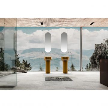 Раковина отдельностоящая прозрачная Abber (Аббер) Kristall оливковая 450х450х900 мм AT2702Vesuvian-H