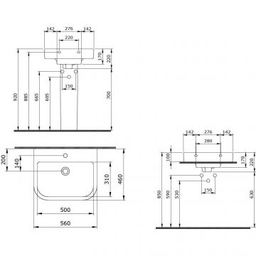 Раковина Bocchi (Боччи) Speciale, база 56 см 1175-001-0126 белая