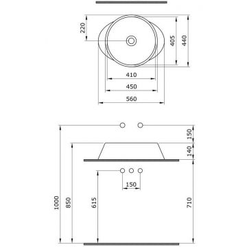 Раковина Bocchi (Боччи) Capri, база 56 см 1010-010-0125 синяя