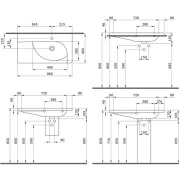 Раковина Bocchi (Боччи) Taormina Arch, база 86 см 1020-001-0126 белая