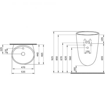 Раковина Bocchi (Боччи) Venezia, база 53.5 см 1083-007-0126 жасмин