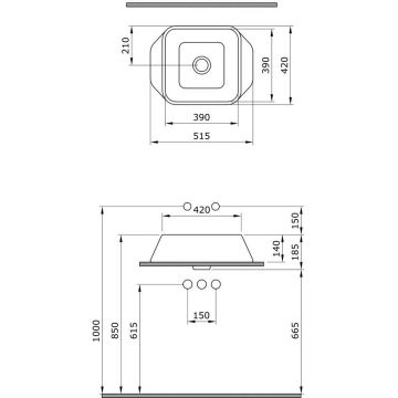 Раковина Bocchi (Боччи) Elba, база 51.5 см 1005-001-0125 белая