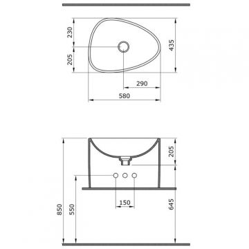 Раковина Bocchi (Боччи) Etna моноблок, база 58 см 1162-005-0125 черная