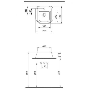Раковина Bocchi (Боччи) Firenze, база 50.5 см 1074-025-0126 кофейная