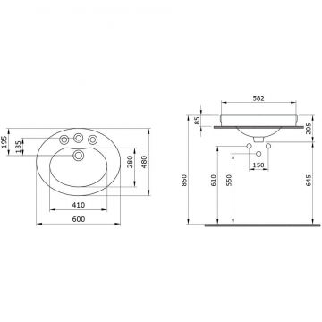 Раковина Bocchi (Боччи) Verona/Loreto, база 60 см 1048-001-0126 белая