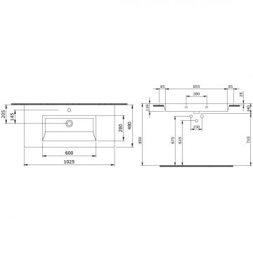 Раковина Bocchi (Боччи) Milano, база 102.5 см 1105-014-0126 кремовая