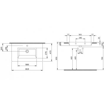 Раковина Bocchi (Боччи) Milano, база 81.5 см 1113-002-0126 белая матовая