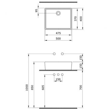 Раковина Bocchi (Боччи) Milano, база 50 см 1215-010-0125 синяя