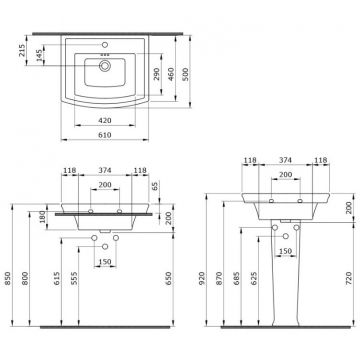 Раковина Bocchi (Боччи) Ravenna, база 61 см 1127-001-0126 белая