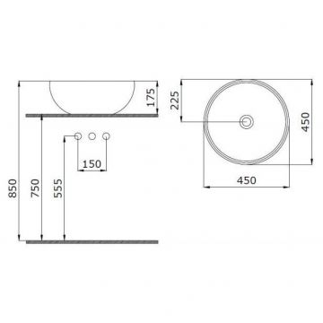 Раковина Bocchi (Боччи) Roma Vessel, база 45 см 1119-006-0125 серая