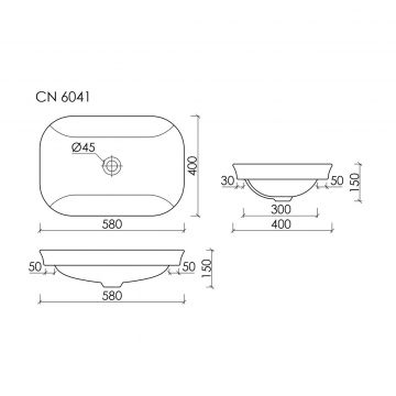 Раковина Ceramicanova (Керамиканова) Element встраиваемая сверху 150х580х400 мм CN6041 Белый