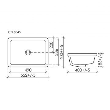 Раковина Ceramicanova (Керамиканова) Element встраиваемая сверху 185х550х400 мм CN6045 Белый