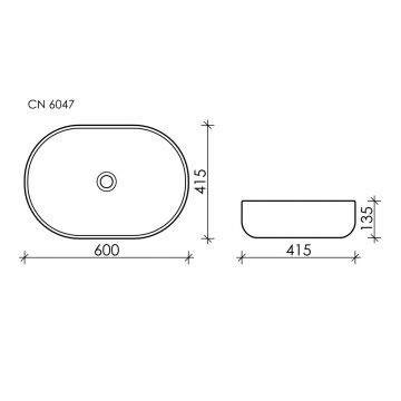 Раковина Ceramicanova Element накладная 135х600х415 мм CN6047MB Черный Матовый