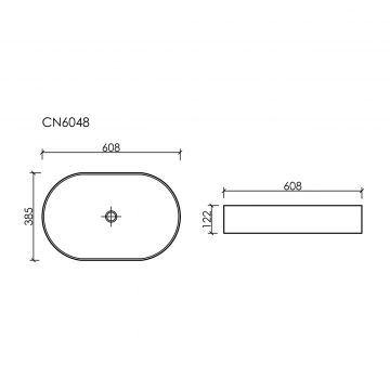 Раковина Ceramicanova Element накладная 122х608х385 мм CN6048MDH Темный Антрацит Матовый