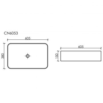 Раковина Ceramicanova (Керамиканова) Element накладная 150х605х380 мм CN6053MW Белый Матовый