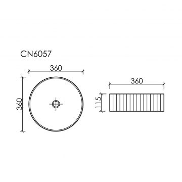 Раковина Ceramicanova (Керамиканова) Element накладная 115х360х360 мм CN6057MSG Серый Матовый