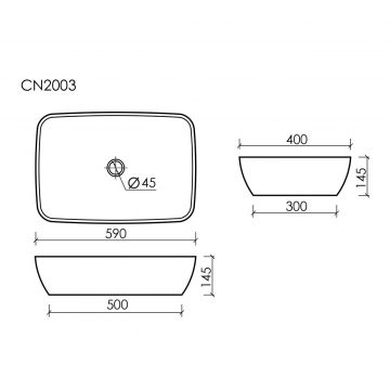 Раковина Ceramicanova (Керамиканова) Form накладная 145х580х380 мм CN2003 Белый
