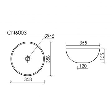 Раковина Ceramicanova (Керамиканова) Element накладная 155х358х358 мм CN6003 Белый Матовый