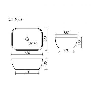 Раковина Ceramicanova (Керамиканова) Element накладная 135х455х325 мм CN6009MW Белый Матовый