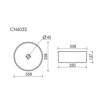 Раковина Ceramicanova (Керамиканова) Element накладная 137х358х358 мм CN6032MB Черный Матовый