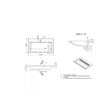 Раковина для ванной полувстраиваемая Uperwood (Упервуд) Infinity, 80 см, прямоугольная, белый глянцевый RInfinity80wg