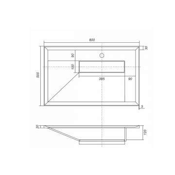 Раковина для ванной полувстраиваемая Uperwood (Упервуд) Lotus, 80 см, прямоугольная, белый глянцевый 35490000000