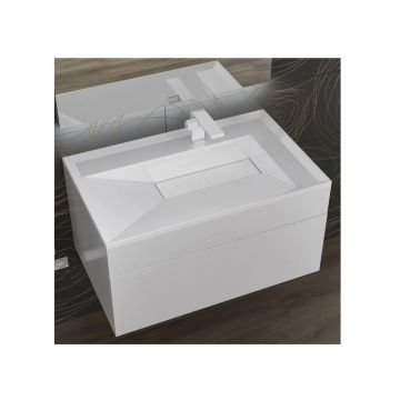Раковина для ванной полувстраиваемая Uperwood (Упервуд) Lotus, 80 см, прямоугольная, белый глянцевый 35490000000