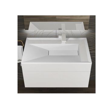 Раковина для ванной полувстраиваемая Uperwood (Упервуд) Lotus, 80 см, прямоугольная, белый глянцевый 35490000000
