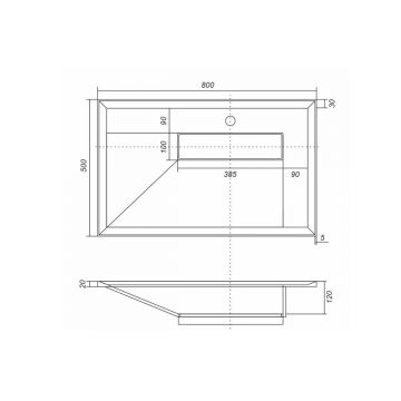 Раковина для ванной полувстраиваемая Uperwood (Упервуд) Lotus, 80 см, прямоугольная, белый матовый 35480000000