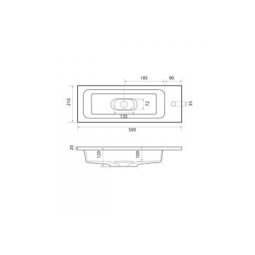Раковина для ванной полувстраиваемая Uperwood (Упервуд) Modul, 50 см, прямоугольная, белый глянцевый 2911020337