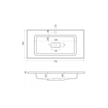 Раковина для ванной полувстраиваемая Uperwood (Упервуд) Modul, 80 см, прямоугольная, белый глянцевый 2911020340