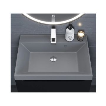 Раковина кварцевая для ванной Uperwood (Упервуд) Classic Quartz, 60 см, серый матовый, бетон 291030001
