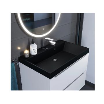 Раковина кварцевая для ванной Uperwood (Упервуд) Classic Quartz, 70 см, черный матовый, космос 291030017