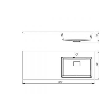 Раковина над стиральной машиной Uperwood (Упервуд) Cosmos Quartz, 120 см, левая, серый шелк RCosmos120LS
