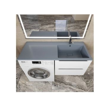 Раковина над стиральной машиной Uperwood (Упервуд) Cosmos Quartz, 120 см, левая, серый шелк RCosmos120LS