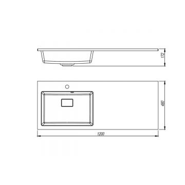 Раковина над стиральной машиной Uperwood (Упервуд) Cosmos Quartz, 120 см, правая, уголь RCosmos120RU