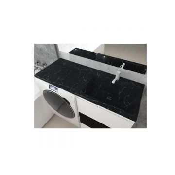 Раковина над стиральной машиной Uperwood (Упервуд) Марсал, 120 см, правая, черный мрамор 291120413