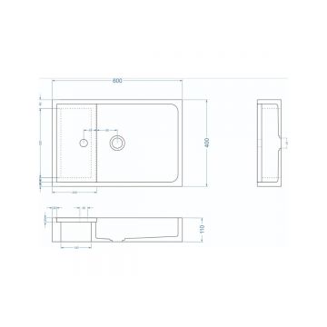 Раковина для ванной комнаты накладная Uperwood (Упервуд) Piter, 60х40 см, прямоугольная, графит 291020214