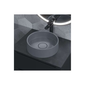 Раковина для ванной накладная кварцевая Uperwood (Упервуд) Tanos Quartz, 35 см, круглая, бетон RTanosQuartz35B