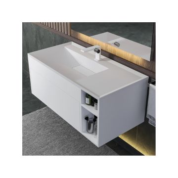 Раковина кварцевая для ванной Uperwood (Упервуд) Lotus Quartz, 100 см, белый матовый, жасмин 29192034