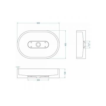 Раковина для ванной комнаты накладная Uperwood (Упервуд) London, 60x40 см, овальная, черный 291020320