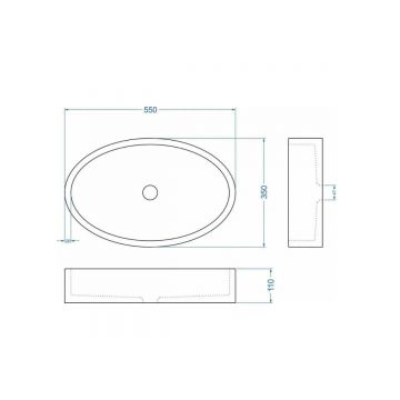 Раковина для ванной комнаты накладная Uperwood (Упервуд) Rome, 55x35 см, овальная, черный 291020323