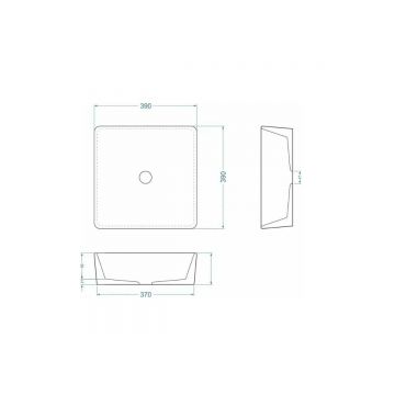 Раковина для ванной комнаты накладная Uperwood (Упервуд) Square, 39 см, квадратная, черный 291020317