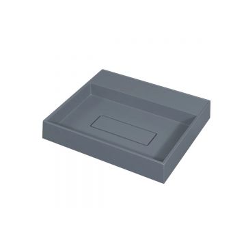 Раковина для ванной накладная кварцевая Uperwood (Упервуд) Tanos Quartz, 50 см, прямоугольная, с декоративной накладкой, без отверстия для смесителя, бетон RTanosQuartz50B