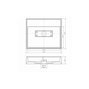 Раковина для ванной накладная кварцевая Uperwood (Упервуд) Tanos Quartz, 50 см, прямоугольная, с декоративной накладкой, без отверстия для смесителя, бетон RTanosQuartz50B
